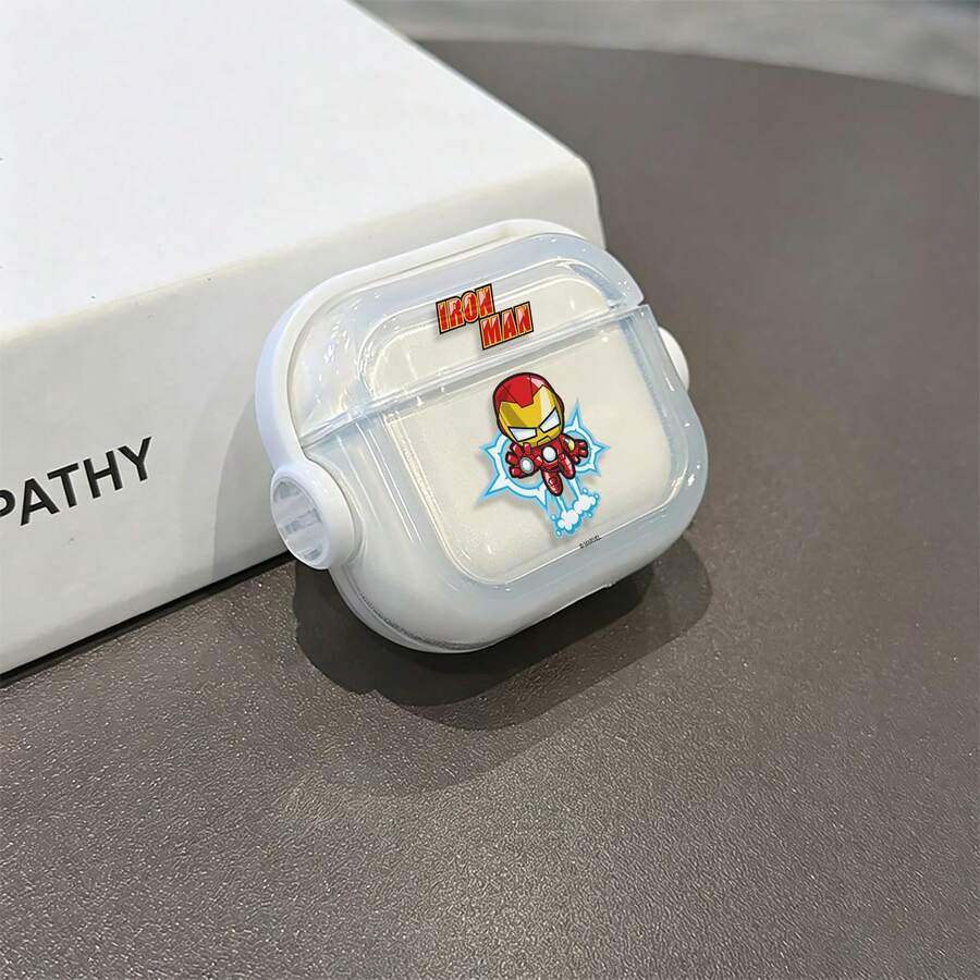 Marvel Q版鋼鐵人飛行AirPods保護殼,可愛透明防震殼附旋轉支架,相容AirPods 1/2/3/4及Pro/Pro 2代,適用於新款AirPods Pro 3,送女友的聖誕襪小禮物 - Transparent - 查看 1