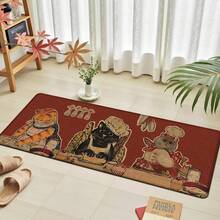 1 buah, Dekorasi Rumah, Motif Kucing Koki, Karpet Dapur Linen, Alas Dapur, Alas Lantai, Alas Kamar Mandi, Alas Pintu, Cetakan 3D Persegi Panjang, Cocok Untuk Ruang Tamu, Kamar Tidur, Lorong, Kamar Mandi, Ruang Cuci - Karpet Poliester, Cocok Untuk Dekorasi Rumah Dalam dan Luar Ruangan - MultiWarna - View 6