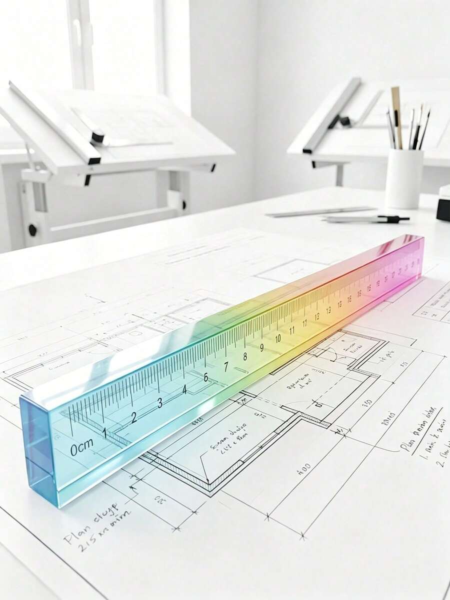 Cubo de regla colorido herramienta de dibujo geométrico 2 en 1, juego de papelería para aprendizaje de matemáticas, papelería de dibujo y medición, ayuda para la enseñanza de matemáticas, Body sólido geométrico de plástico multifuncional - Multicolor - Ver 1