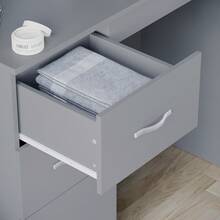 Home Discount Vida Designs Riano 3 Drawer Dressing Vanity Table Makeup Bedroom Furniture Storage Unit Desk Beauty Spacious Countertop Easy To Build - Grey - Grey - View 6