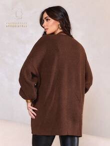 Women's Long Knitted Cardigan, Winter Fashion, Kimono Style - 綠色 - 查看 3