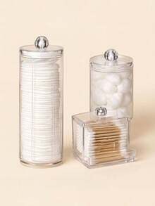 Dressing Table Cosmetic Storage Box, Jewelry Box, Storage Container, Room Decoration, Home Decoration, Bathroom Decoration, Original Cosmetic Storage, Round Sanitary Napkin/Dental Floss Box Organizer, For Sorting And Storage, Travel Essential. - Clear - View 3