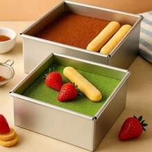 1/2/3 Stücke Aluminium quadratische Kuchenformen, einschließlich 4/5/6/8/10 Zoll abnehmbare Boden Käsekuchenformen, entworfen für das Backen von quadratischen Kuchen im Ofen, geeignet für Biskuitkuchen, Tiramisu und Moussekuchen, langanhaltend Backwerkzeuge - Silber - Übersicht 6