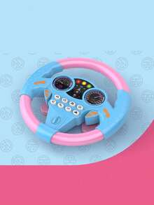 1pc Children's Blue & Yellow Rear Seat Driving Simulation Car Back Seat Music Multi-Function Rotating Steering Wheel (Battery Not Included) - Multicolor - View 13