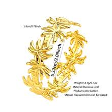 VceTd 1pc Casual Minimalist Stainless Steel Women's Bracelet With Coconut Tree Design, Suitable For Daily Wear, Beach Vacation Or Seaside Date - Yellow Gold - View 12
