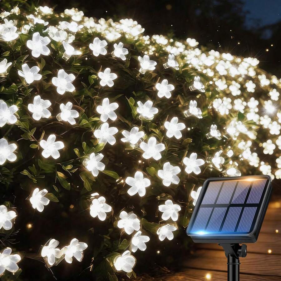 loyyz Solarbetriebene Kirschblüten-Lichterkette 22M/12M/7M/5M Outdoor Solarleuchten IP55 wasserdicht Solarbetrieb 8 Beleuchtungsmodi geeignet für Hof Garten Terrasse Baumdekoration