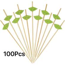 200/100/50/20/10 chiếc tăm xiên thức ăn hình lá xanh nhiệt đới, que trái cây cocktail, tăm xỉa răng lạ mắt, xiên tre 4,7 inch cho tiệc Hawaii, Giáng sinh - màu xanh lá - Xem 10