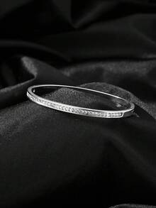 1/3件套18K镀金不锈钢心形水晶手链，适合女士日常佩戴、节日礼物、时尚手链套装 - 銀色 - 查看 5