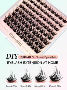 Rikuaild 80入 D捲度 濕亮感人造貂毛 DIY 睫毛簇，柔軟濃密蓬鬆，濕妝效果，可重複使用，適合日常眼妝，新手友善 - D - 查看 1