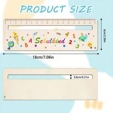 2D Flat Printing 1/2pcs Back To School Reading Ruler, Colorful Carved Back To School Reading Aid Bookmark, Back To School Wooden Bookmark, Unisex, Creative Back To School Gift - 2pcs - View 2