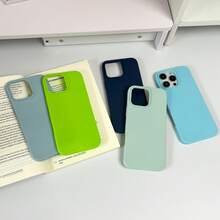 Pure Cyan Perfect TPU Hybrid Liquid Silicone Phone Case - Anti-Yellowing & Soft Protection, Compatible With IPhone - Mint Green - View 7