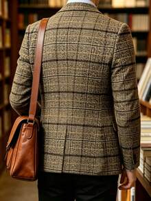 Men's Casual Blazer, Slim Fit Fashion Jacket, 1 Piece Suit Jacket - Khaki - View 4