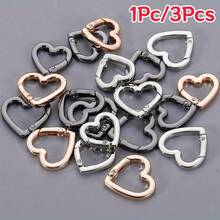 1Pc/3Pcs Heart-Shaped Spring Buckle Metal Open Ring DIY Jewelry Accessories Keychain Hook Bag Hanging Ring Connector - Multicolor - View 2