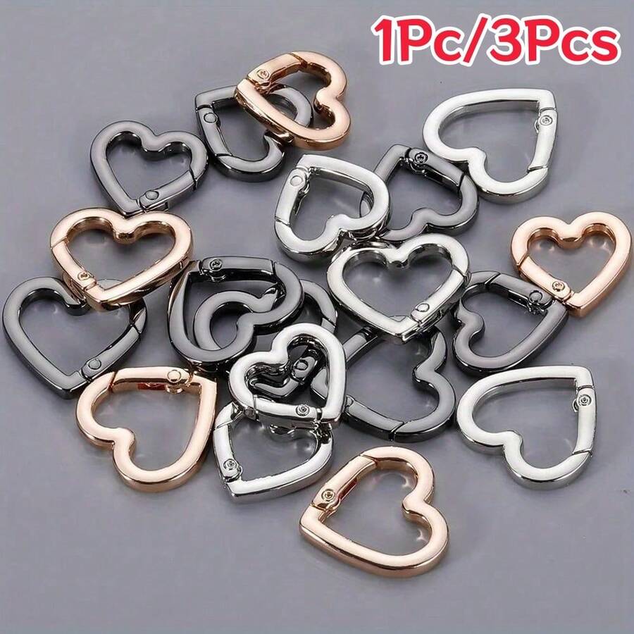 1Pc/3Pcs Heart-Shaped Spring Buckle Metal Open Ring DIY Jewelry Accessories Keychain Hook Bag Hanging Ring Connector