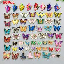 10/20/30/50/60pcs Bohemian Butterfly Pendant Set, Alloy Enamel Pendant Assortment For Jewelry Making, DIY Craft Materials, Suitable For Making Keychains, Earrings, Bracelets, Necklaces - No Plating, Various Butterfly Shapes - Accessories - View 8