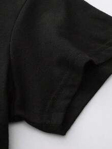 Short-Sleeved Crew Neck T-Shirt With Superstar Print - 純黑色 - 查看 3