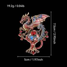 1/5 Vintage Enamel Dragon Brooch With Rhinestones, Flying Dragon Alloy Pin, Personalized Suit Coat Accessory - Style - View 2