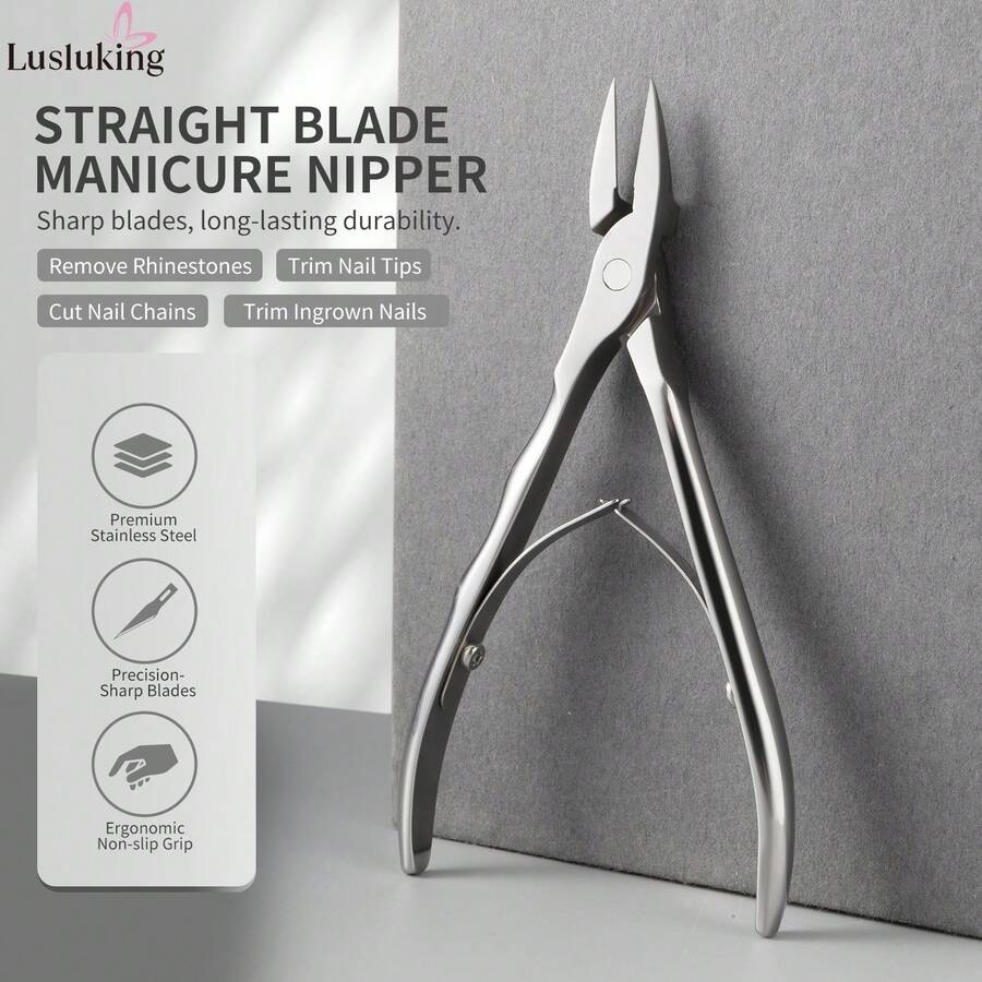 LUSLUKING 1pc Professional Ingrown Toenail Clipper, Stainless Steel Precision Cuticle And Ingrown Toenail Trimmer With Curved Jaw, Suitable For Thick Toenails, Essential For Nail Technicians - Multicolor - View 1