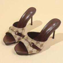 Women Heeled Sandals - Khaki - View 2