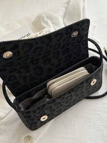 This Fashionable Minimalist Bag Features An Asymmetrical Flap And Adjustable Shoulder Strap, Suitable For Shopping And Carrying Wallets - Black - View 8