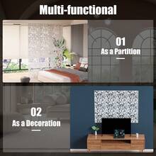 12Pcs Hollow Carved Hanging Room Divider, White PP Square Partition Screen DIY Decor With Rings  For Home Hallway - 12pcs - View 9