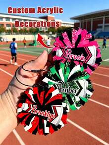 Llavero con nombre personalizado, colgante de bolso personalizado - mochila, bolso de animadora, etiqueta de nombre personalizada para equipo deportivo, regalo de espíritu escolar, colgante de bolso de acrílico, personalización personalizada - Multicolor - Ver 3