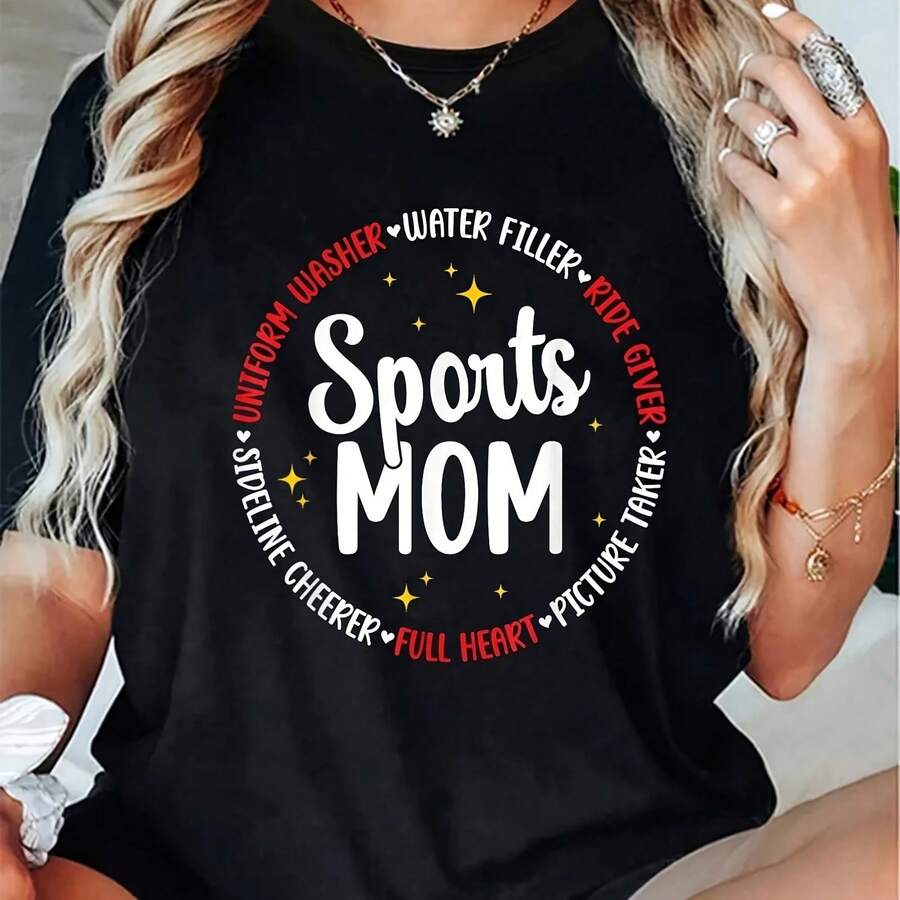 Cotton Spor Mom Appreciation Spor Mama Sport Mom Spor Mother T-Shirt - Negro - Ver 1