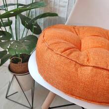 1pc Solid Color New Thickened Breathable Comfortable Round 3D Cushion Home Decor Pad Premium Pet Mat - Orange - View 2