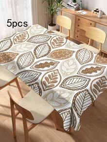 1 pieza Mantel con estampado de patrón de hojas geométricas, mantel de poliéster impermeable de estilo moderno para mesas rectangulares y redondas, mantel con impresión digital adecuado para sala de estar, uso doméstico, mesa de comedor al aire libre, mesa redonda pequeña - Multicolor - Ver 12