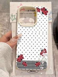 波點花卉與瓢蟲圖案手機殼，相容 iPhone 17 Pro Max，適合作為生日與聖誕禮物送給情侶、女性、女兒、男朋友、女朋友及青少年女孩 - 彩色 - 查看 2