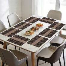 1/2/4/6/8/300 Pieces Of Luxury Placemat Set, Featuring Simple Geometric And High-End Gray Color Scheme. Machine Washable Polyester Material, Anti Fouling, Waterproof, And Easy To Clean. Suitable For Parties And Kitchen Decoration. - Multicolor - View 13