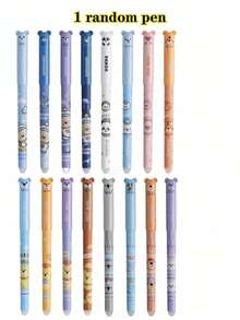 32/14/1 Erasable Pen Set, Includes 12 Pens + 20 Refills, Multiple Cartoon Pattern Center Pens, 0.5mm Blue Ink Ballpoint Pens, Built-In Eraser, Quick-Drying, Comfortable Grip, Perfect For Note-Taking And Writing, Office Supplies, School Supplies, Back To School Essential - Erasable Pen Set - View 13