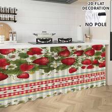 1pc, Home Decor, Strawberry Pattern Printed Table Skirt, Kitchen Small Curtain, Kitchen Cabinet Cover, With Curtain Holes, Easy To Hang, Rectangular, Machine Woven, Machine Washable, Kitchen Decoration And Accessories, Perfect For Kitchen Cabinets And Home Decor - Multicolor - View 4