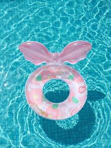 Pink Floral Print Swim Ring, Cute Glitter Pool Float With Mermaid Tail, Suitable For Adults And Children Summer Use - Multicolor - View 2