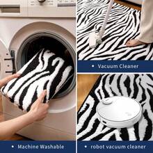 Zebra Stripe Area Rug, Abstract Modern Black And White Washable Rug, Non-Slip Non-Shedding Soft Plush Carpet, Suitable For Living Room, Dining Room, Office, Game Room Home Decor - Black - View 8