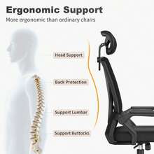 Ergonomic Mesh Office Chair With Flip Armrests And Lumbar Support - 黑4 - 查看 5