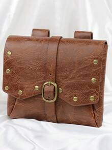 Vintage Medieval PU Leather Waist Bag, Steampunk Hanging Pouch, Outdoor Belt-Style Coin Storage Bag,Halloween - A - View 6