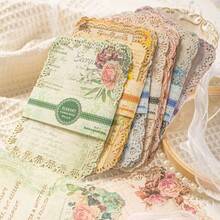 1 Pack 10 Sheets Vintage Botanical Floral Letter Paper Vintage Hollow Border Decorative Background Material Paper - A - View 2