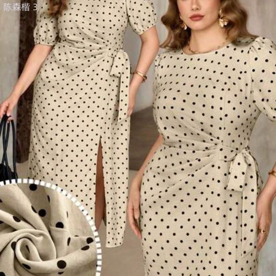 Plus Size Dresses - Khaki - View 1