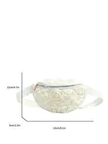 1 Stück Mädchen 3D Blumen Taillentasche, Reißverschluss Umhängetasche Brusttasche, lässige Schultertasche, geeignet für den täglichen Gebrauch - Ein neuer Stil - Übersicht 3