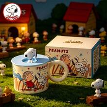 Snoopy Authentic Abebe Series L-Size Couple Cute Cartoon Breakfast Milk Measuring Mug With Lid New Arrival - Multicolor - View 8