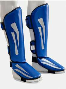 Black Boxing Leg Guards, Martial Arts Joint Foot Guards, Boxing Training And Competition Protective Equipment - Blue - View 8