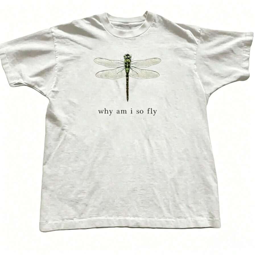 100% Cotton Geographic Inspired Dragonfly Graphic T Shirt For Men And Women |  Exquisite Design |  Loose And Comfortable | Shirts Y2k - 白色 - 查看 1