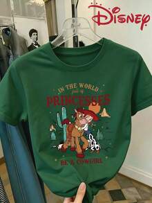 Disney Toy Story Jessie Be A Cowgirl Print Women's Short Sleeve Crew Neck Relaxed Tee – Summer Casual - 綠色 - 查看 1