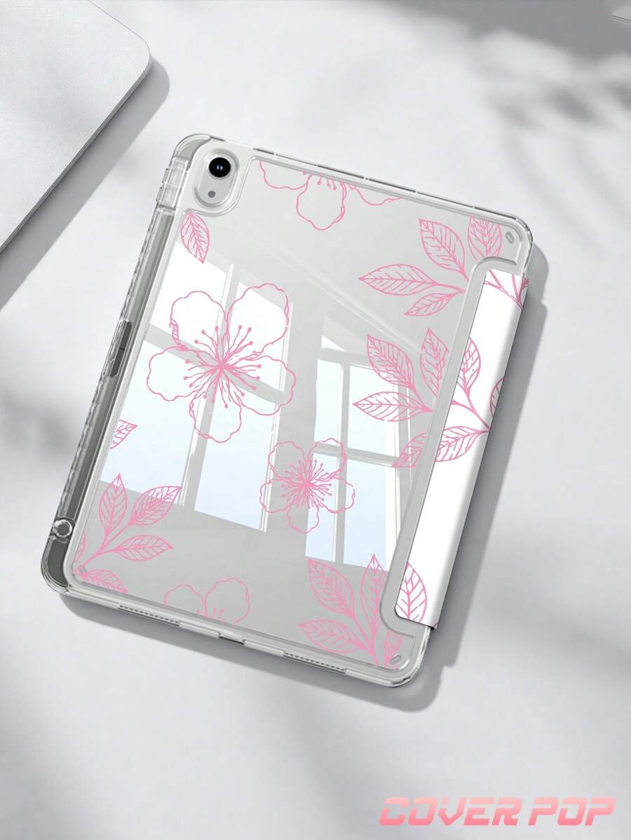 Pink Floral Pattern Protective Case, Compatible With IPad Air 4/5 10.9 Inch, 7/8/9 10.2 Inch, (A16) 11 Inch (11th Gen, 2025 Model), Built-In Apple Pencil Slot, Compatible With Samsung Galaxy Tab A9 11 Inch, Tab A9 8.7 Inch, Cute Style, Suitable For Back To School, Valentine's Day, Summer Pattern