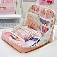 90° Multi-Layer Pencil Case, Student Stationery Organizer, Large Capacity, Sorted And Organized. - 墨綠色 - 查看 5