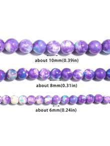 Natural Stone Beads Purple Rain Colorful Round Loose Bead For Jewelry Making DIY Bracelet Charms Accessories 6/8/10mm - Multicolor - View 5