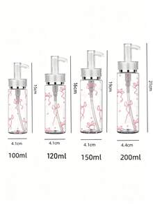 蝴蝶結紋理透明壓式壓克力乳液分裝瓶，提供100ml、120ml、150ml、200ml多種尺寸。瓶身由透明塑料材質製成，適用於分裝水性乳液、各種化妝品和化妝水，是旅行和出差的理想便攜容器。 - 彩色 - 查看 9