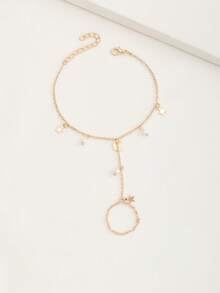 1pc Fashion Minimalist Star Moon Pendant Finger Chain, Teen Daily Party Accessory - Gold - View 2