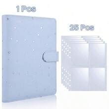 1 Set Candy Color A5 Photo Album With 25pcs 4-Slot Photo Card Pages, 6-Ring Binder, PU Leather Cover, Collection Album Suitable For Home And Office Use, Perfect For Organizing Family Photos - A - View 14